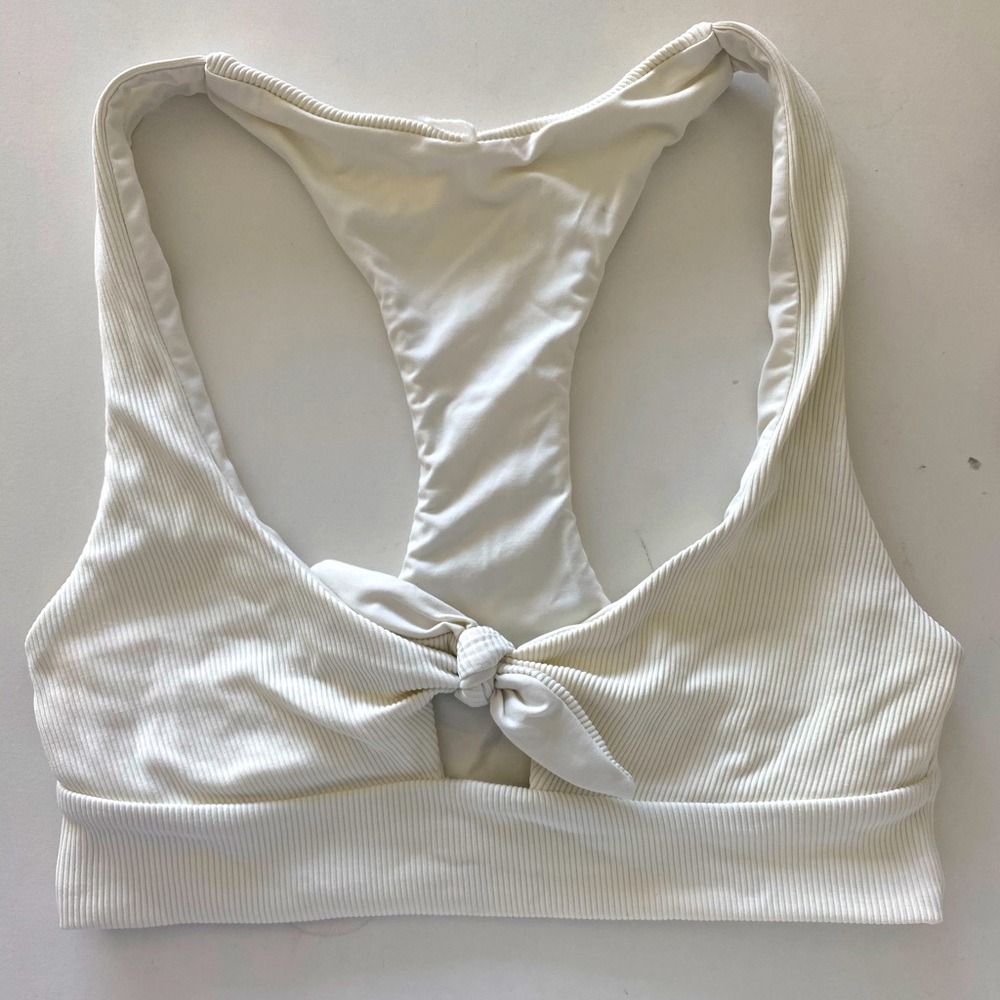 L SPACE WHITE RIBBED BIKINI TOP